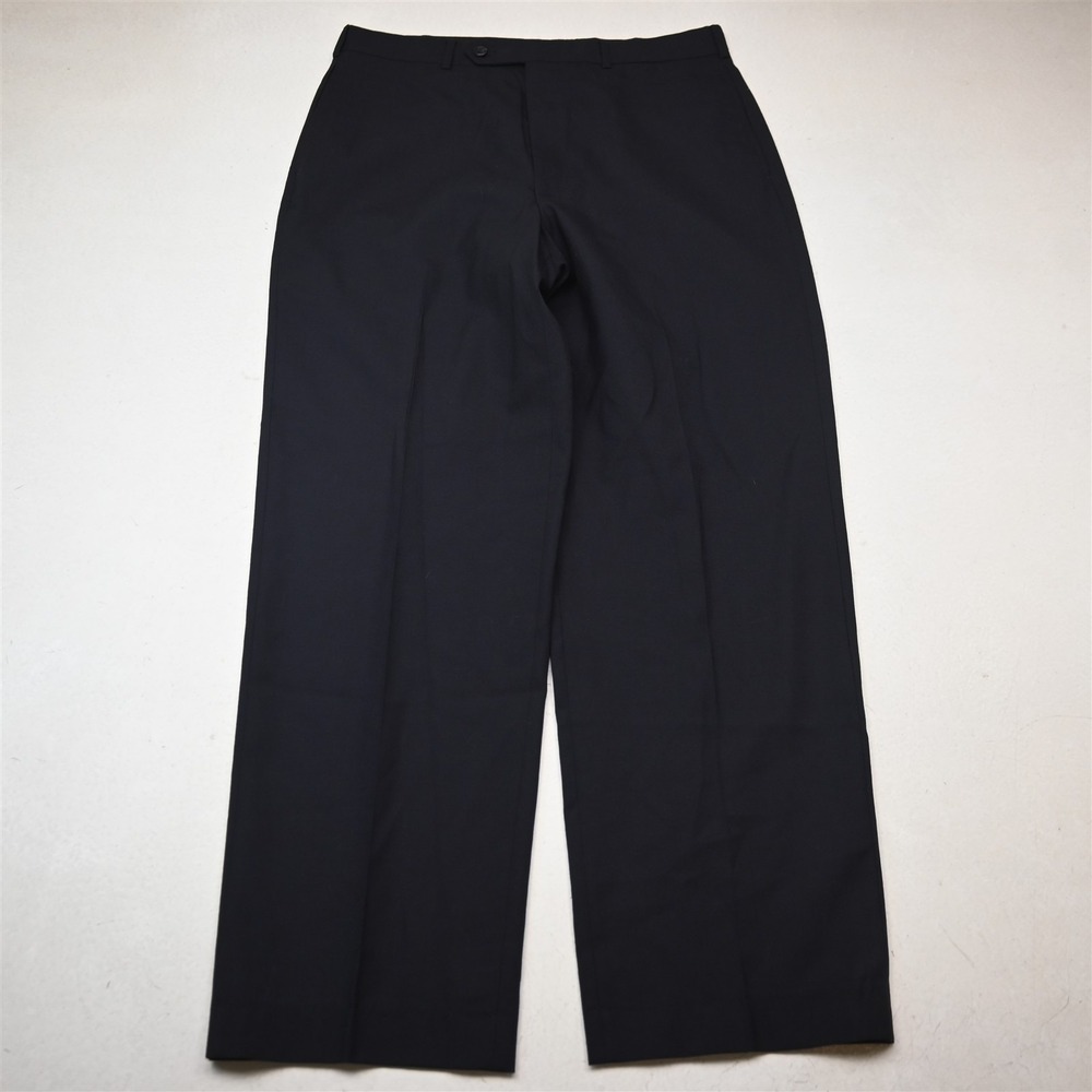 NEW Lands End 32x30 Navy Blue 100% Wool Flat Front Classic Dress Mens Pants